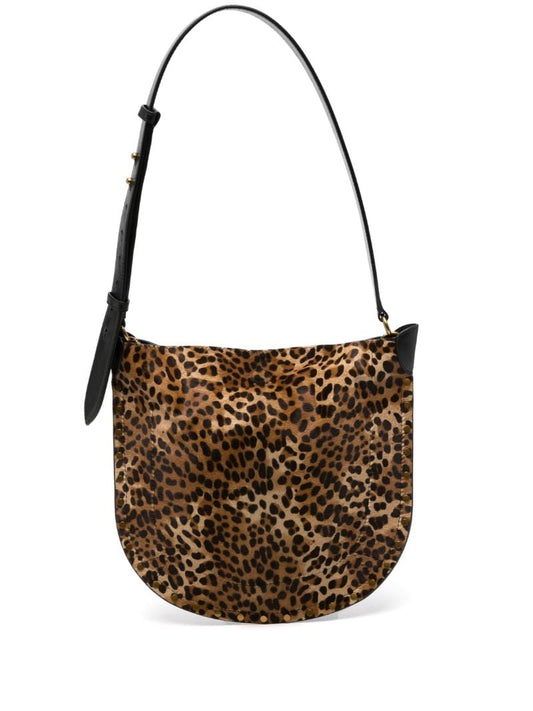 Brown Oskan Leopard-print Shoulder Bag