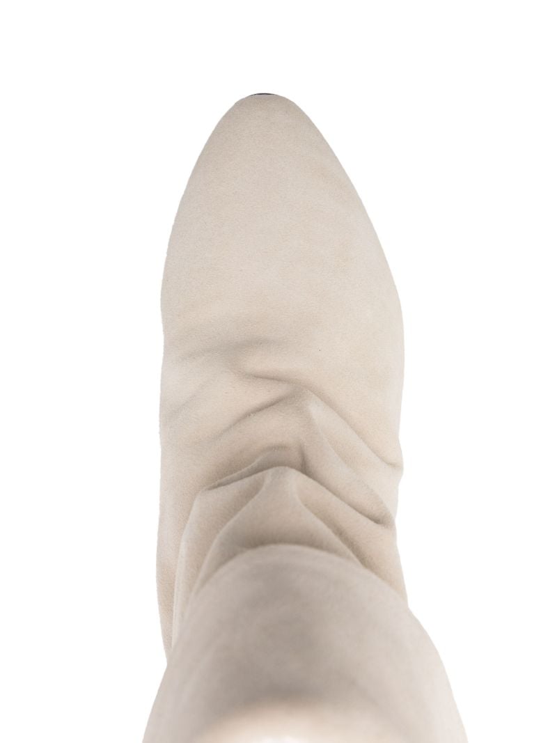 White Slouched Suede Boots