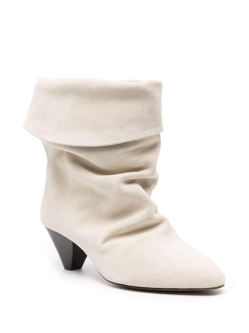 White Slouched Suede Boots