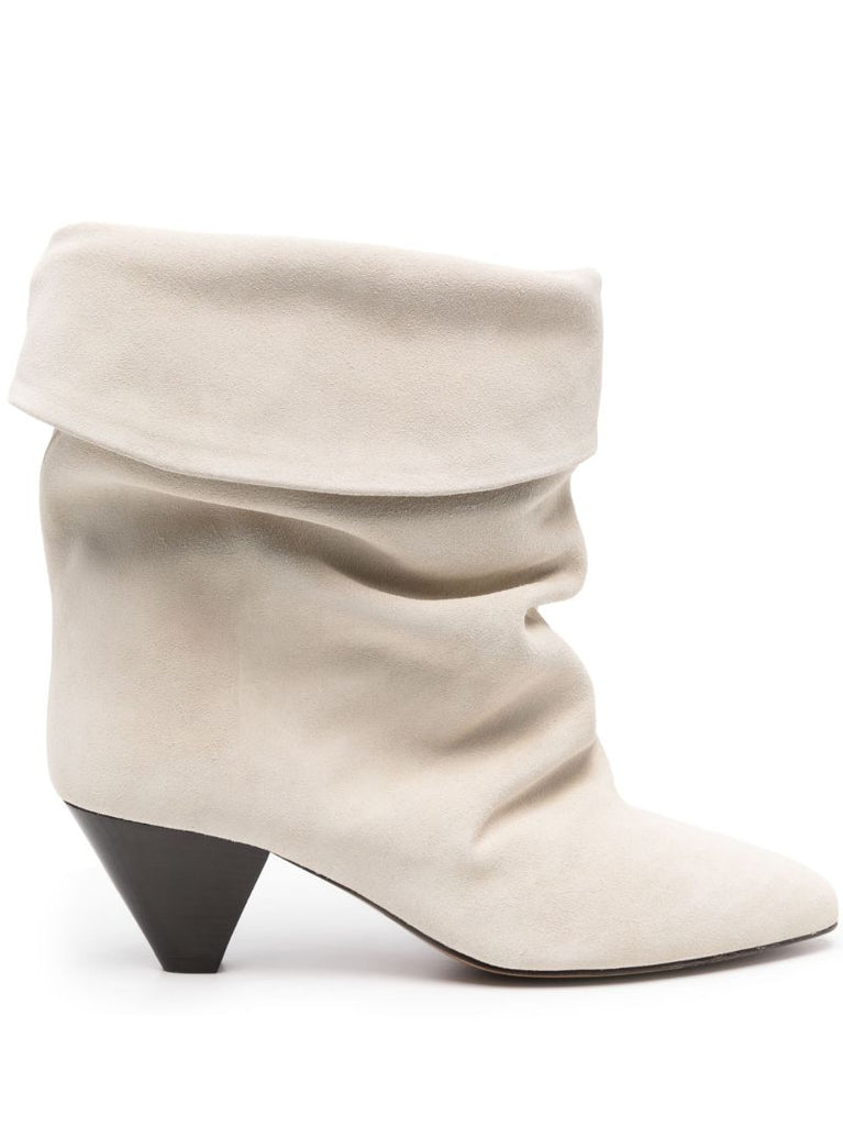 White Slouched Suede Boots