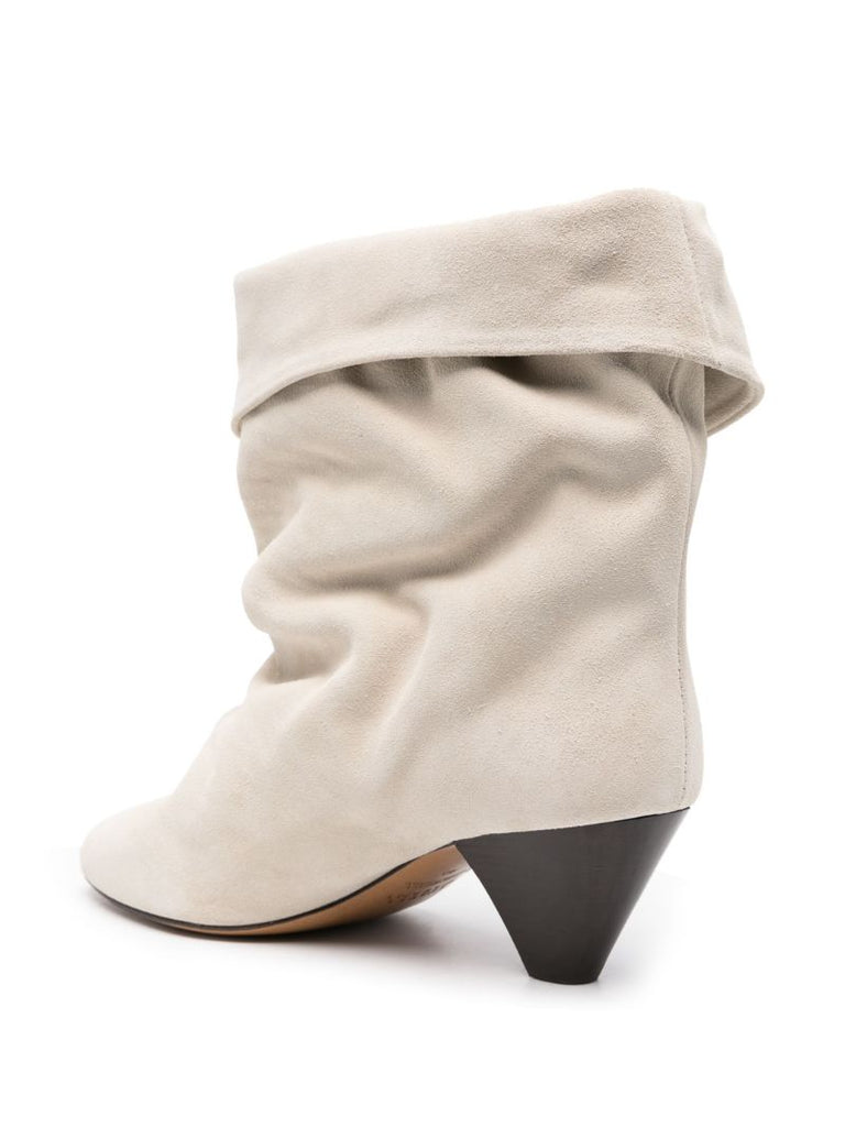 White Slouched Suede Boots