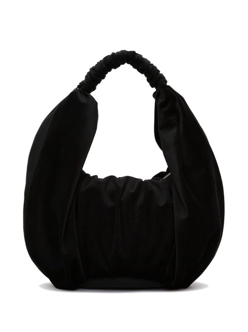 Black Ruffle Velvet Tote Bag