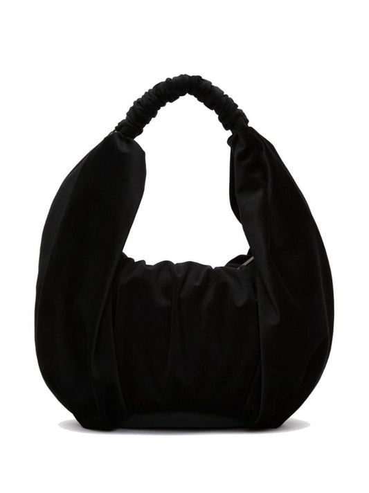 Black Ruffle Velvet Tote Bag