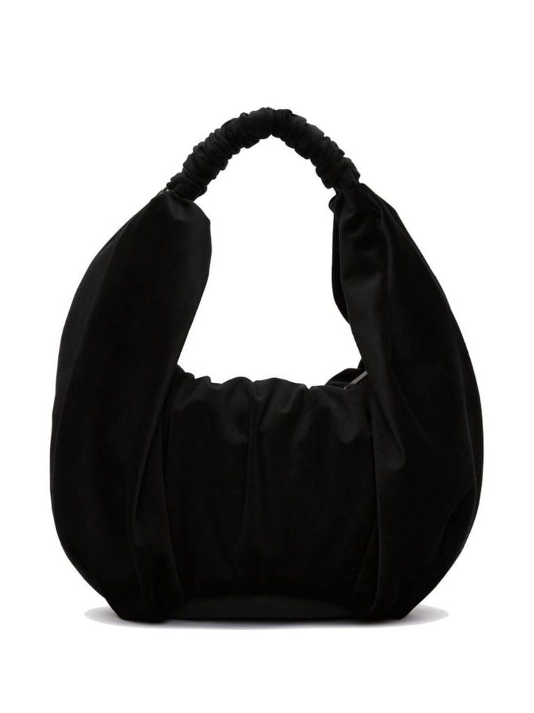 Black Ruffle Velvet Tote Bag