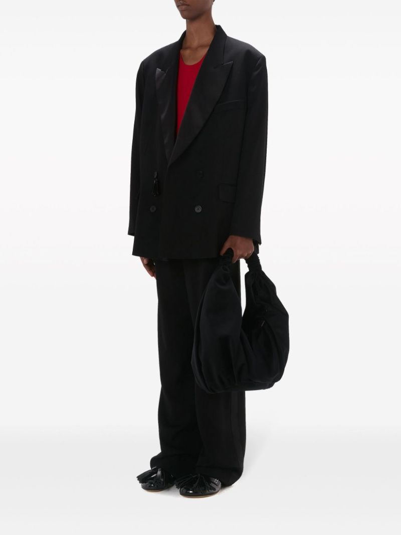 Black Ruffle Velvet Tote Bag