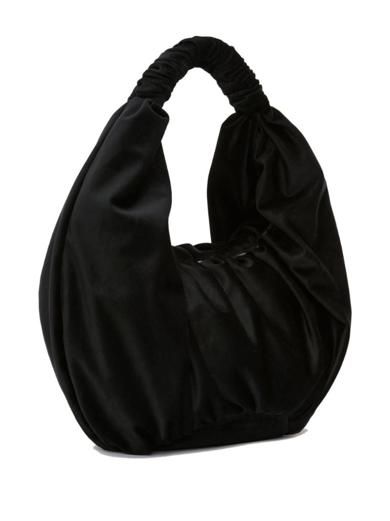 Black Ruffle Velvet Tote Bag