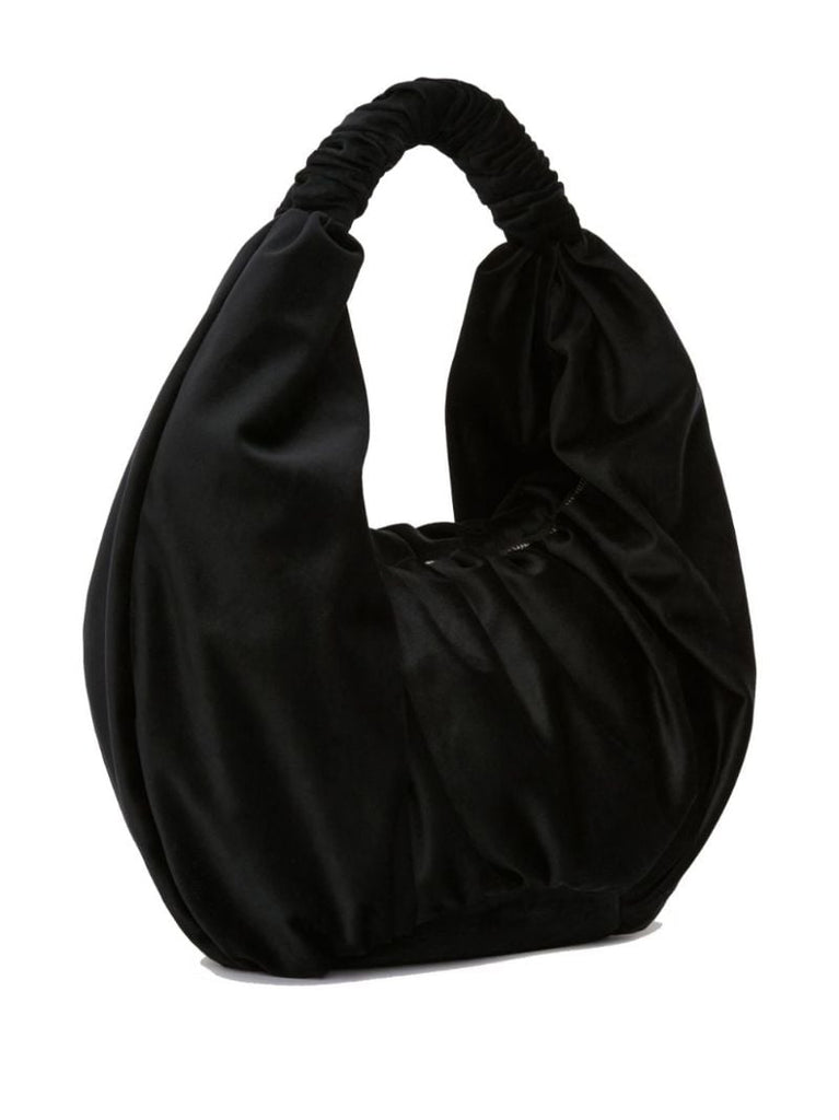 Black Ruffle Velvet Tote Bag