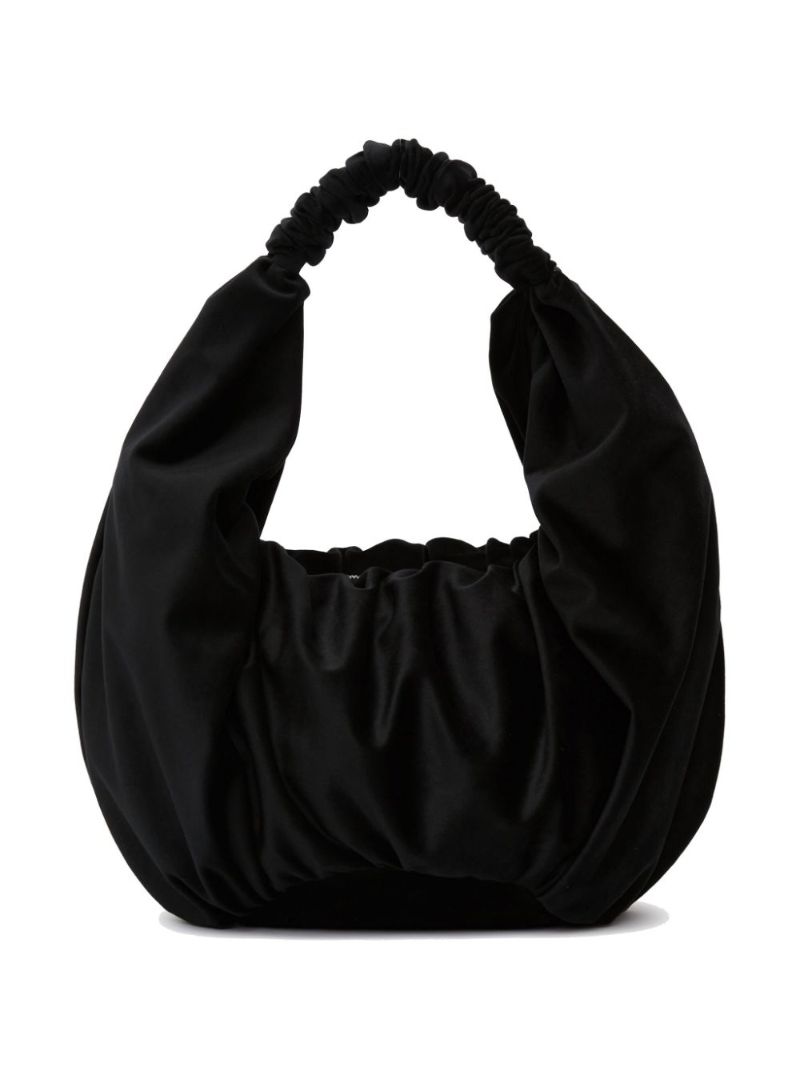Black Ruffle Velvet Tote Bag