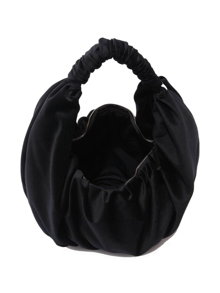 Black Ruffle Velvet Tote Bag