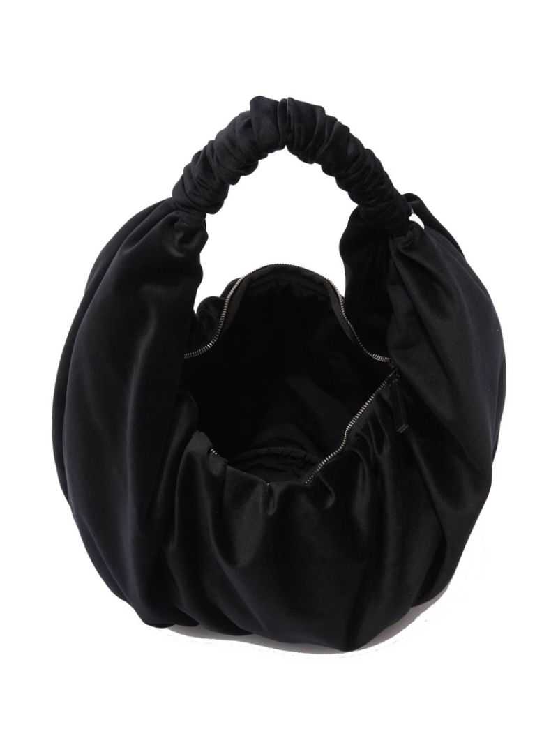 Black Ruffle Velvet Tote Bag