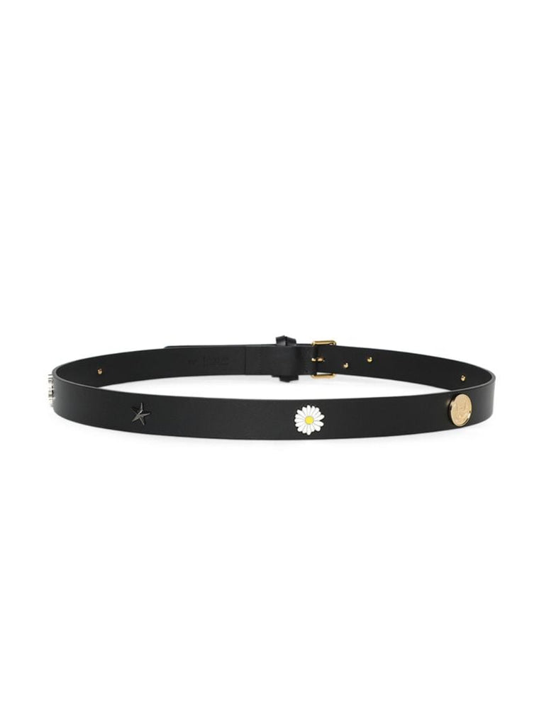Black AppliquÃ_x0083_Â©-detail Leather Belt