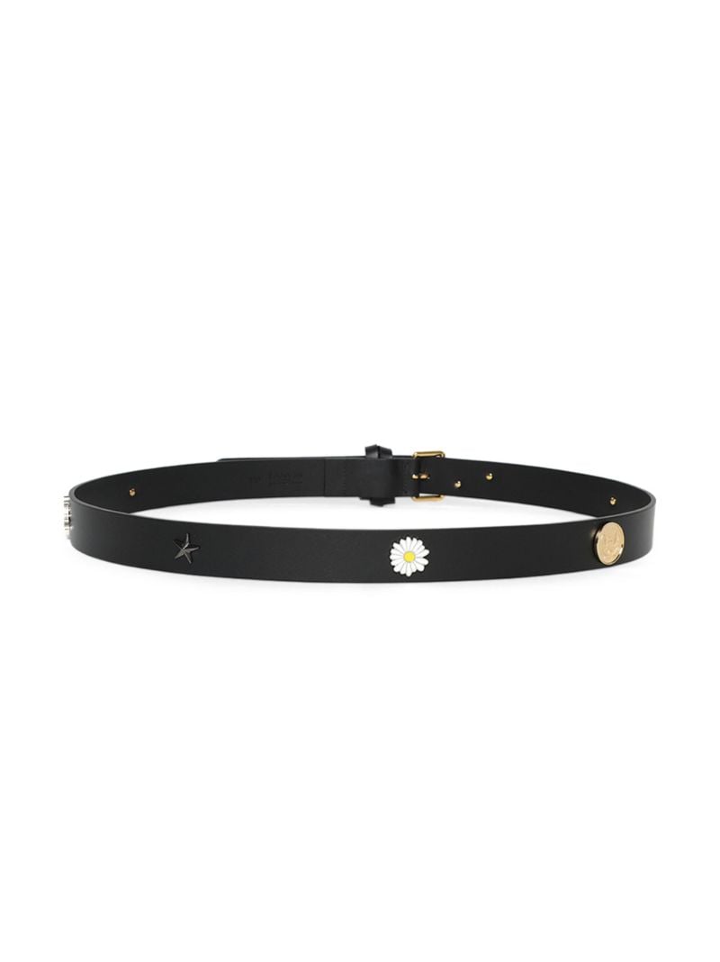Black AppliquÃ_x0083_Â©-detail Leather Belt