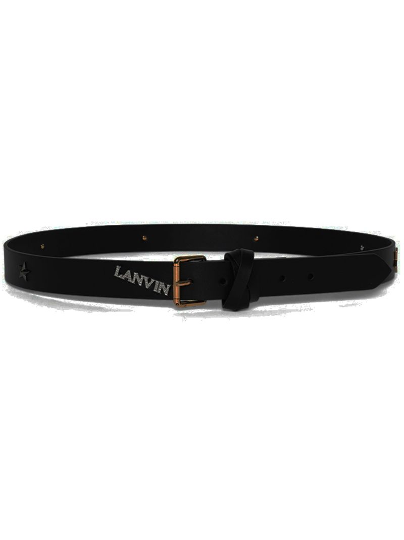 Black AppliquÃ_x0083_Â©-detail Leather Belt