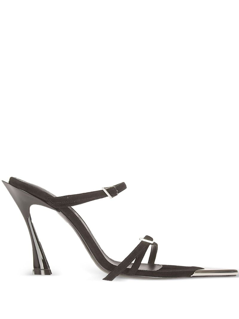 Jet Black Metal Toe-tip Leather Sandals