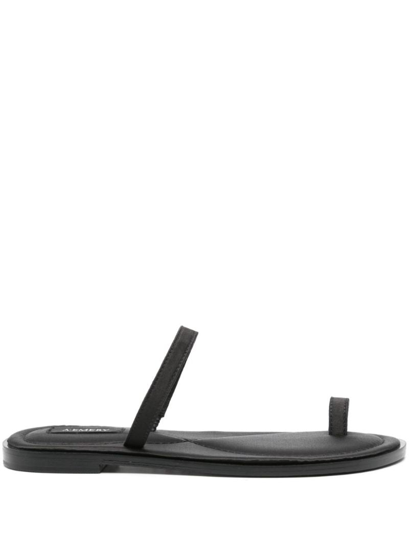 Black Turi Satin Flat Sandals