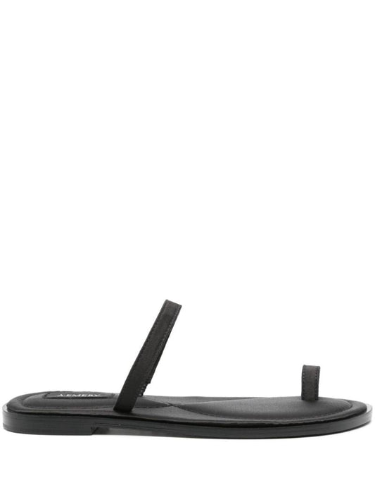 Black Turi Satin Flat Sandals