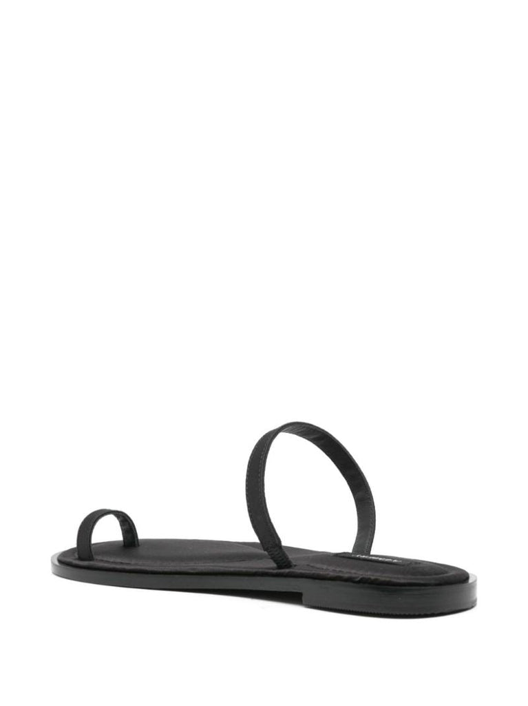 Black Turi Satin Flat Sandals