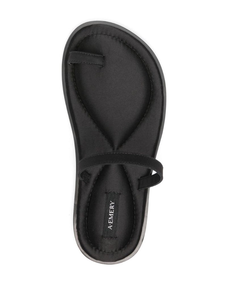 Black Turi Satin Flat Sandals