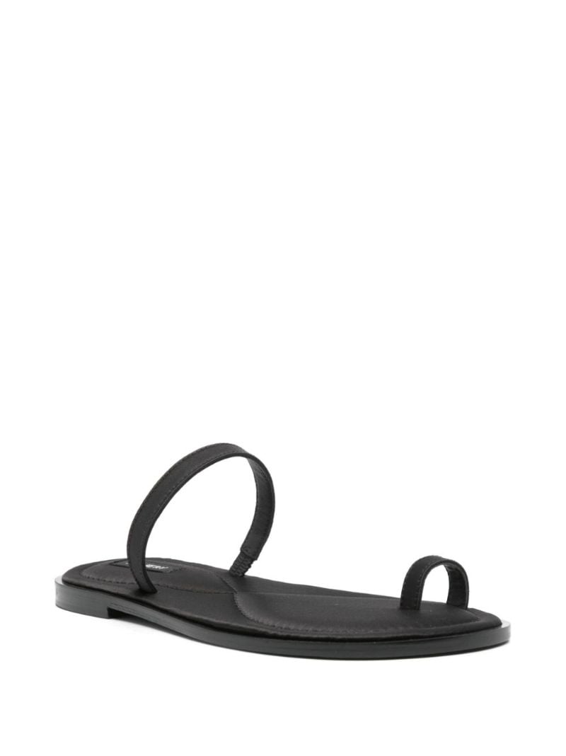 Black Turi Satin Flat Sandals