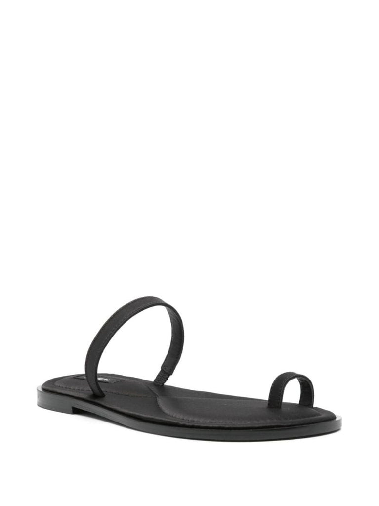 Black Turi Satin Flat Sandals