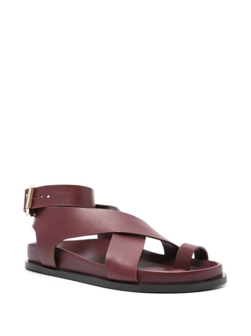 Red Jalen Leather Flat Sandals