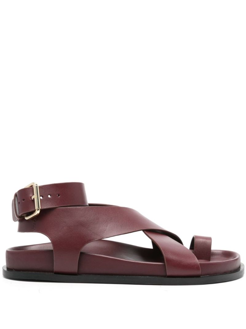 Red Jalen Leather Flat Sandals