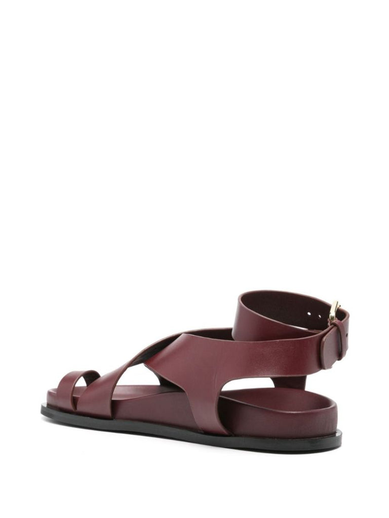 Red Jalen Leather Flat Sandals