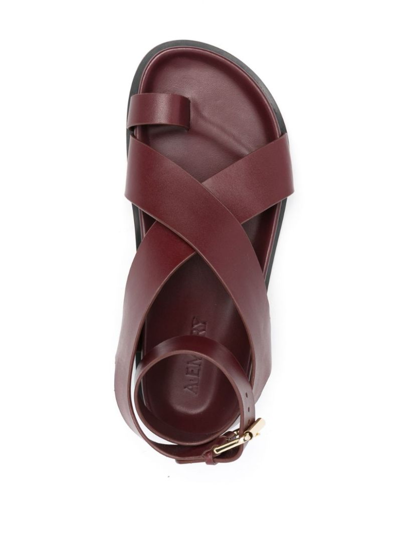 Red Jalen Leather Flat Sandals