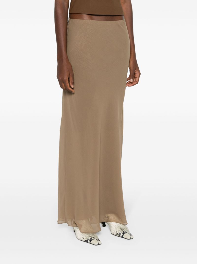 Toffee Brown Silk Maxi Skirt