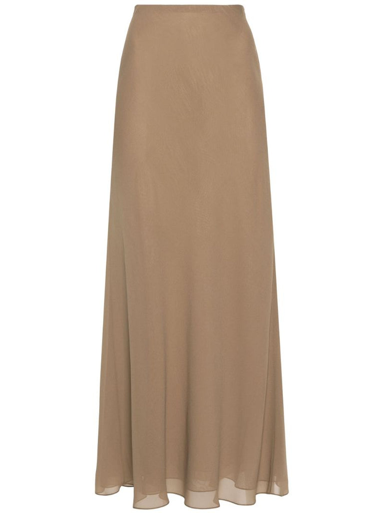 Toffee Brown Silk Maxi Skirt