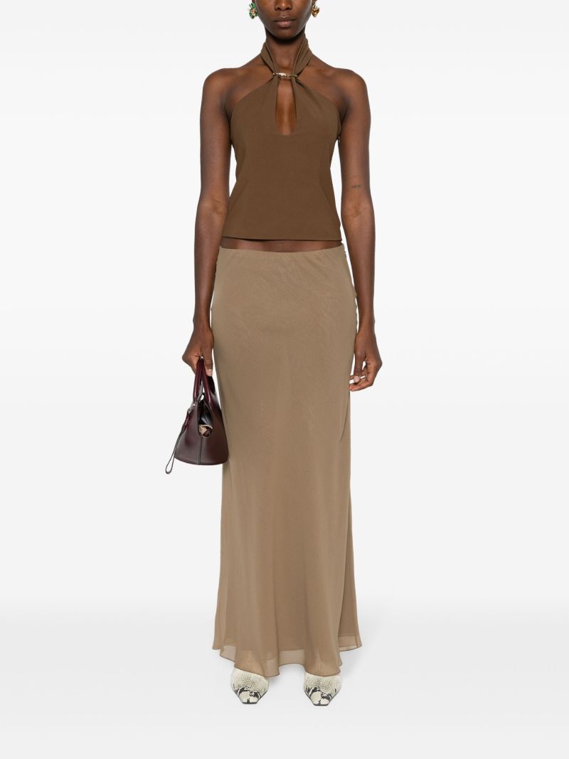 Toffee Brown Silk Maxi Skirt