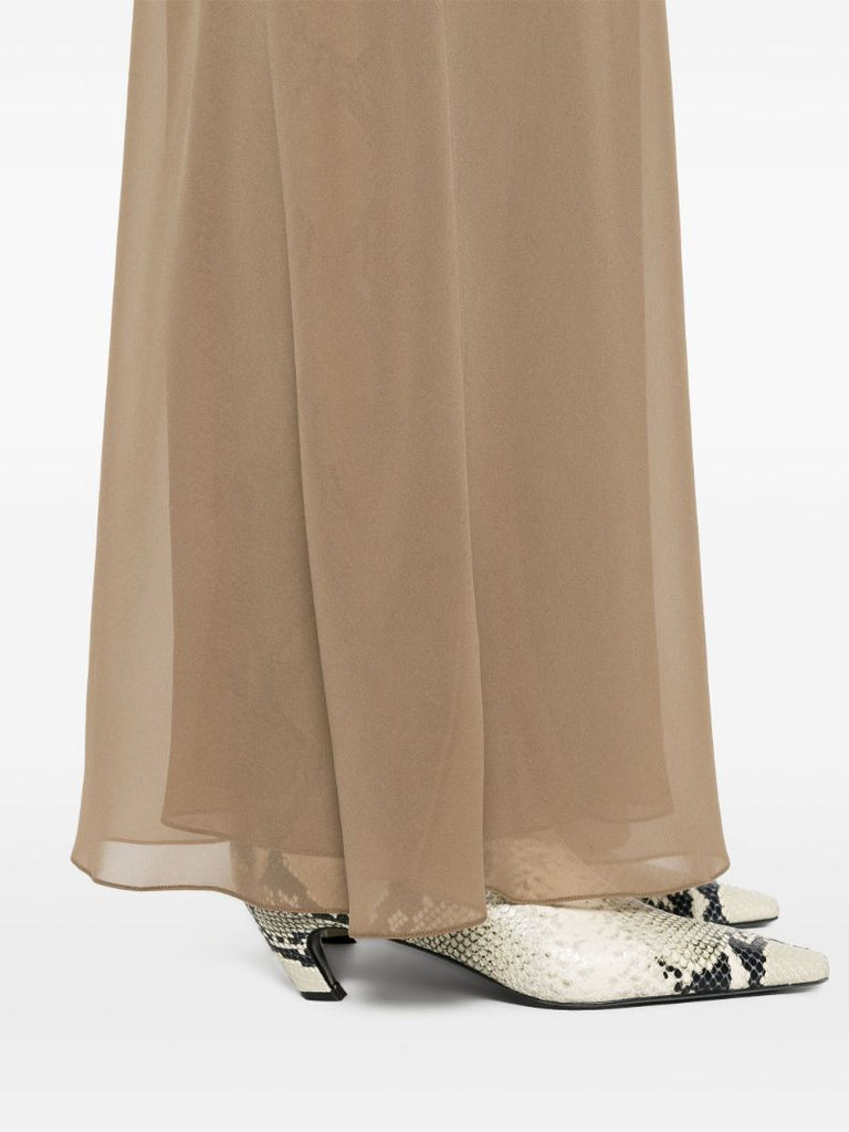 Toffee Brown Silk Maxi Skirt