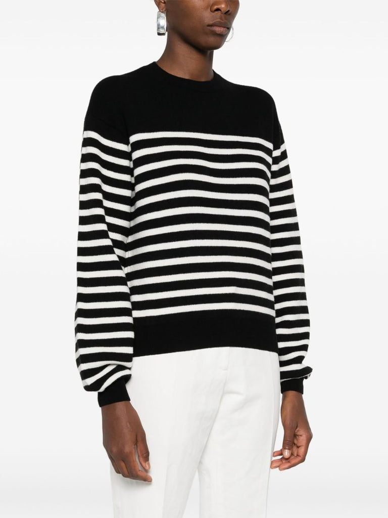 Black the Viola Striped Cashmere Sweater
