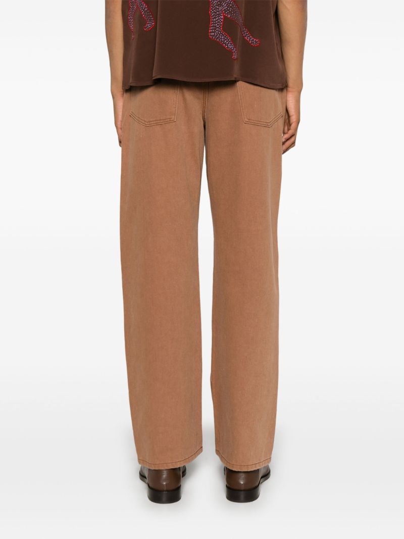 Brown Woman-embroidered Jeans