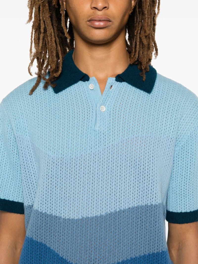 Blue Crochet-knit Polo Shirt