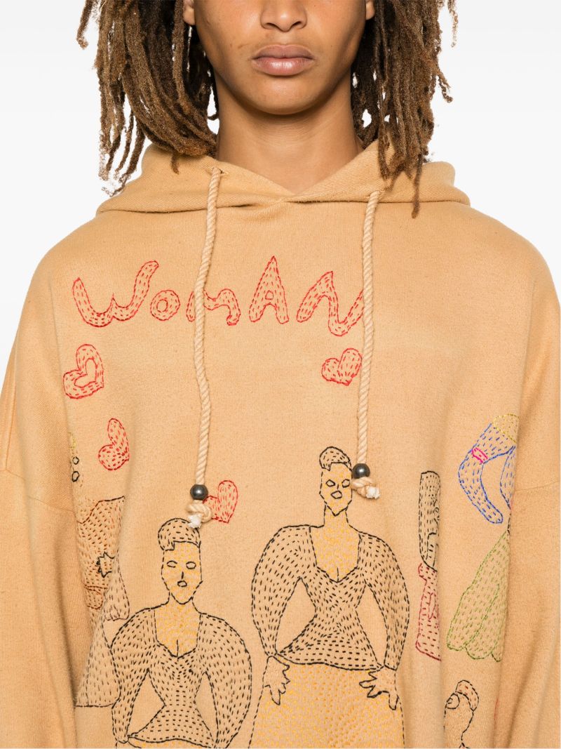 Brown Women-embroidered Hoodie a
