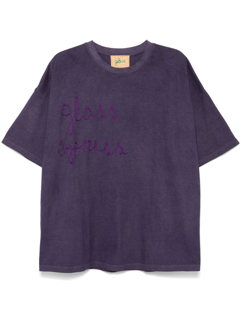 Purple Logo-embroidered T-shirt