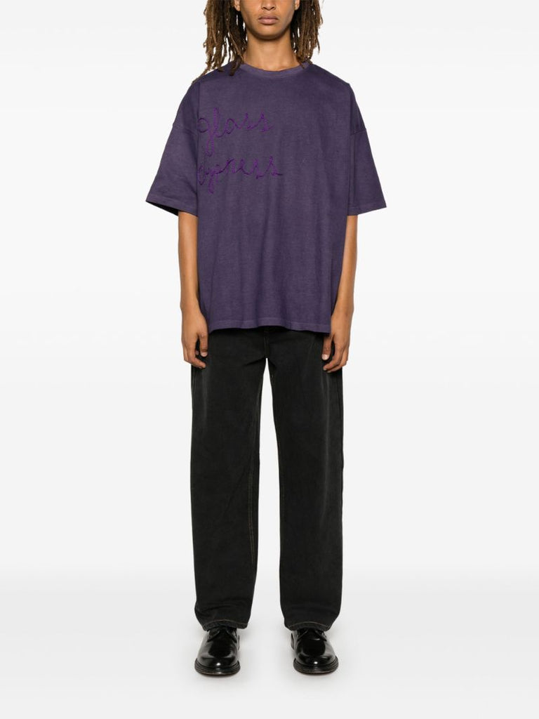 Purple Logo-embroidered T-shirt