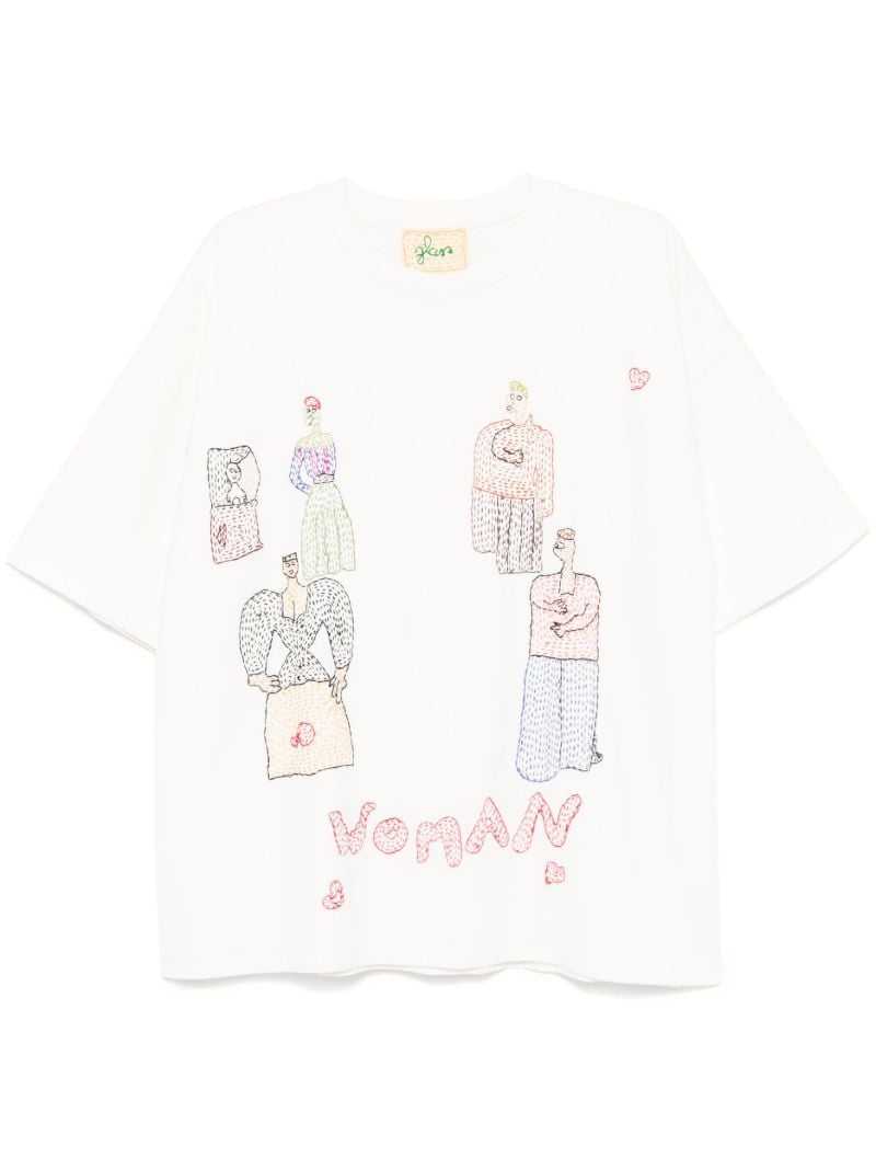 White Woman-embroidered T-shirt