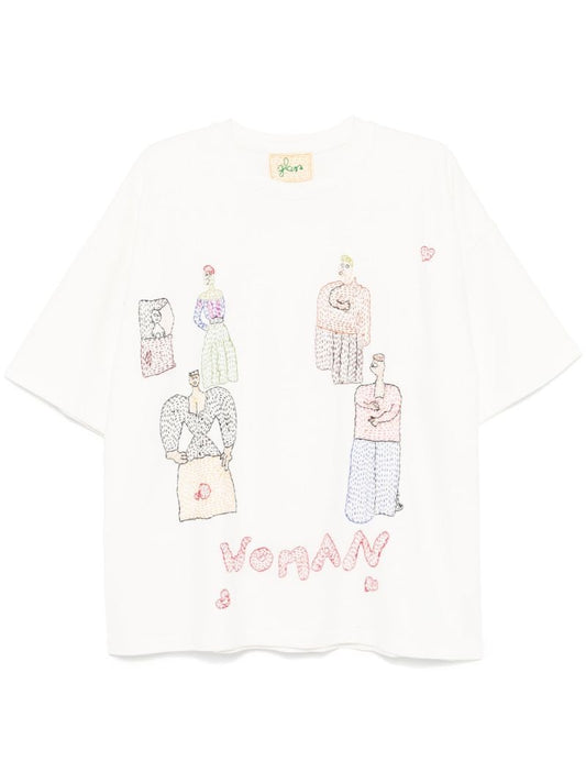 White Woman-embroidered T-shirt