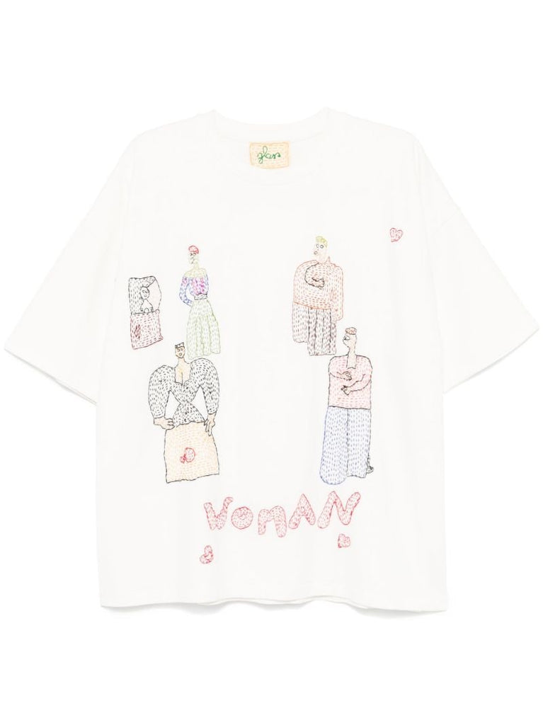 White Woman-embroidered T-shirt