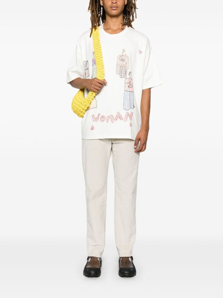 White Woman-embroidered T-shirt