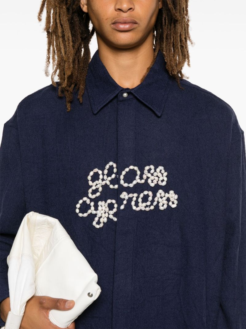 Blue Logo-beaded Shirt