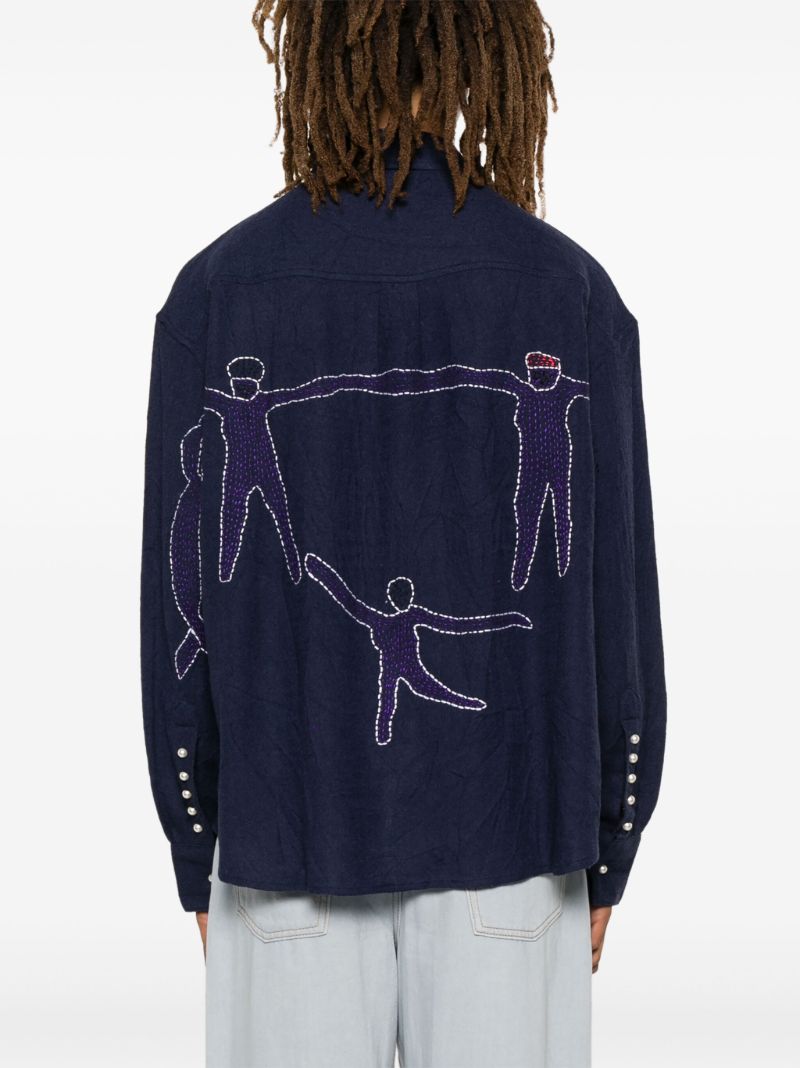 Blue Logo-beaded Shirt