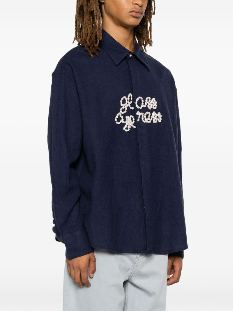 Blue Logo-beaded Shirt