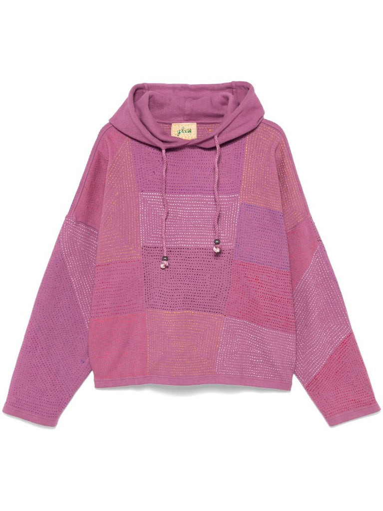 Purple Embroidered Hoodie
