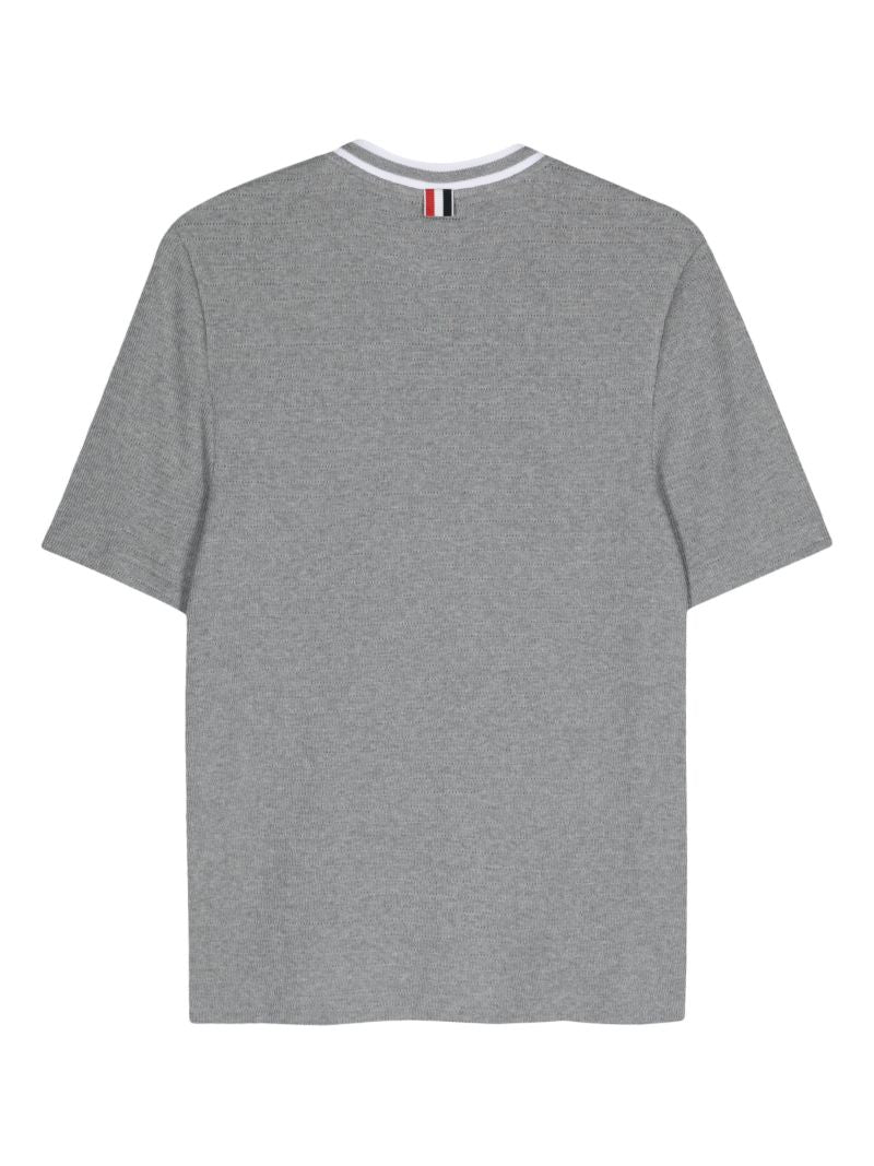 Grey Stripe-trim Cotton T-shirt