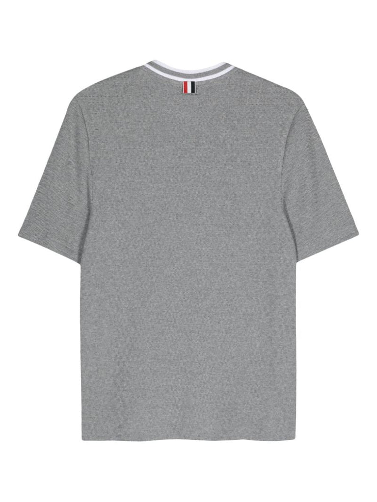 Grey Stripe-trim Cotton T-shirt