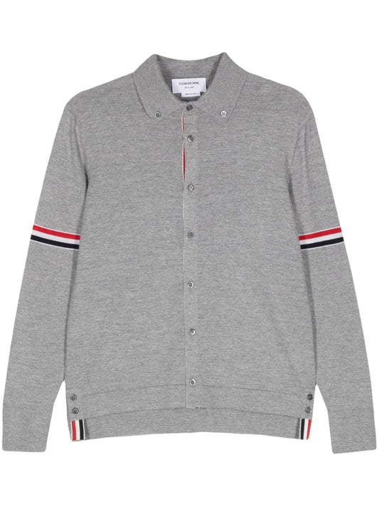 Grey Rwb-stripe Wool Cardigan
