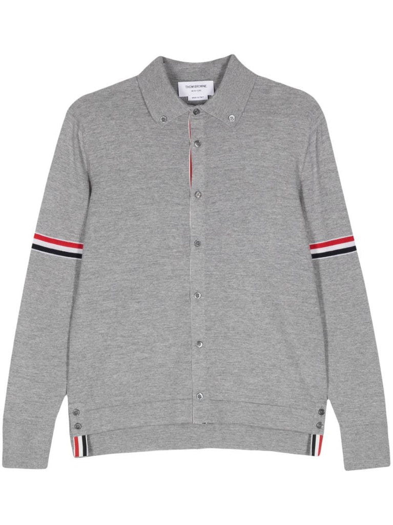 Grey Rwb-stripe Wool Cardigan